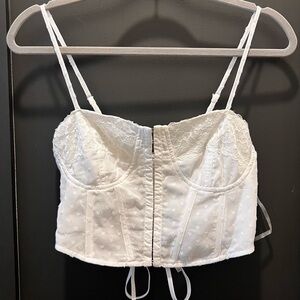 La Hearts/PacSun Ivory Lace Bustier Top